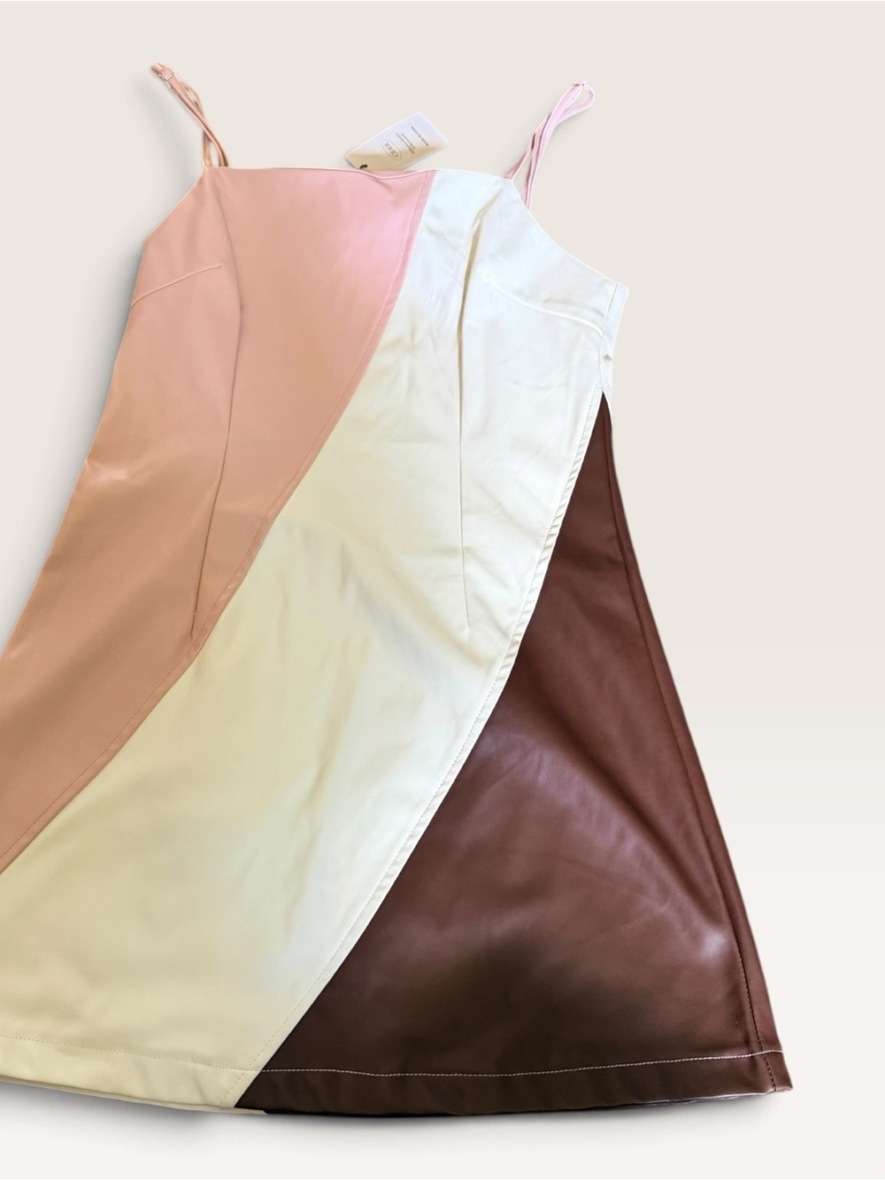 NWT Cider Size S Neapolitan Faux Leather Colorblock Midi Dress